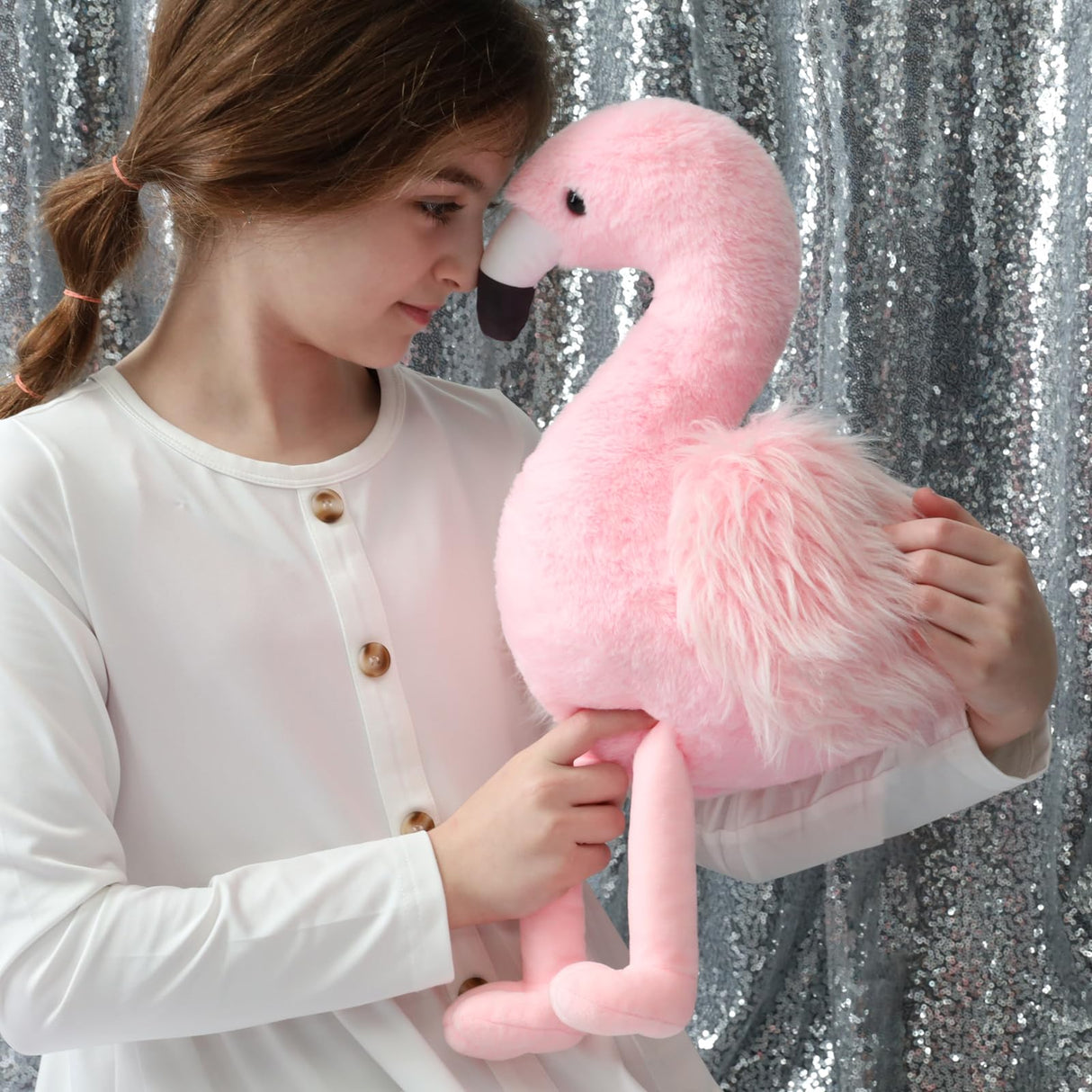 MorisMos Plush Flamingo Stuffed Animals-18in Mommy Stuffed Flamingo with 4 Baby Bird Toys for Girls Boys,Pink Bird Stuffed Animal Gift for Kids Women Birthday Decor Baby Shower Christmas