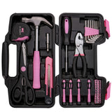 39 Piece All Purpose Basic Household Pink Tool Kit for Women - Small Tool Set with Toolbox Great for Home, Garage, Office and College Dormitory Use