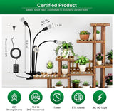 SANSI LED Grow Lights for Indoor Plants, Lifetime Free Bulb Replacement, 600W Full Spectrum 4-Gooseneck Clip Plant Grow Light, Plant Light with Timer 4/8/12 Hrs, High PPFD Growing Power Grow Lamp
