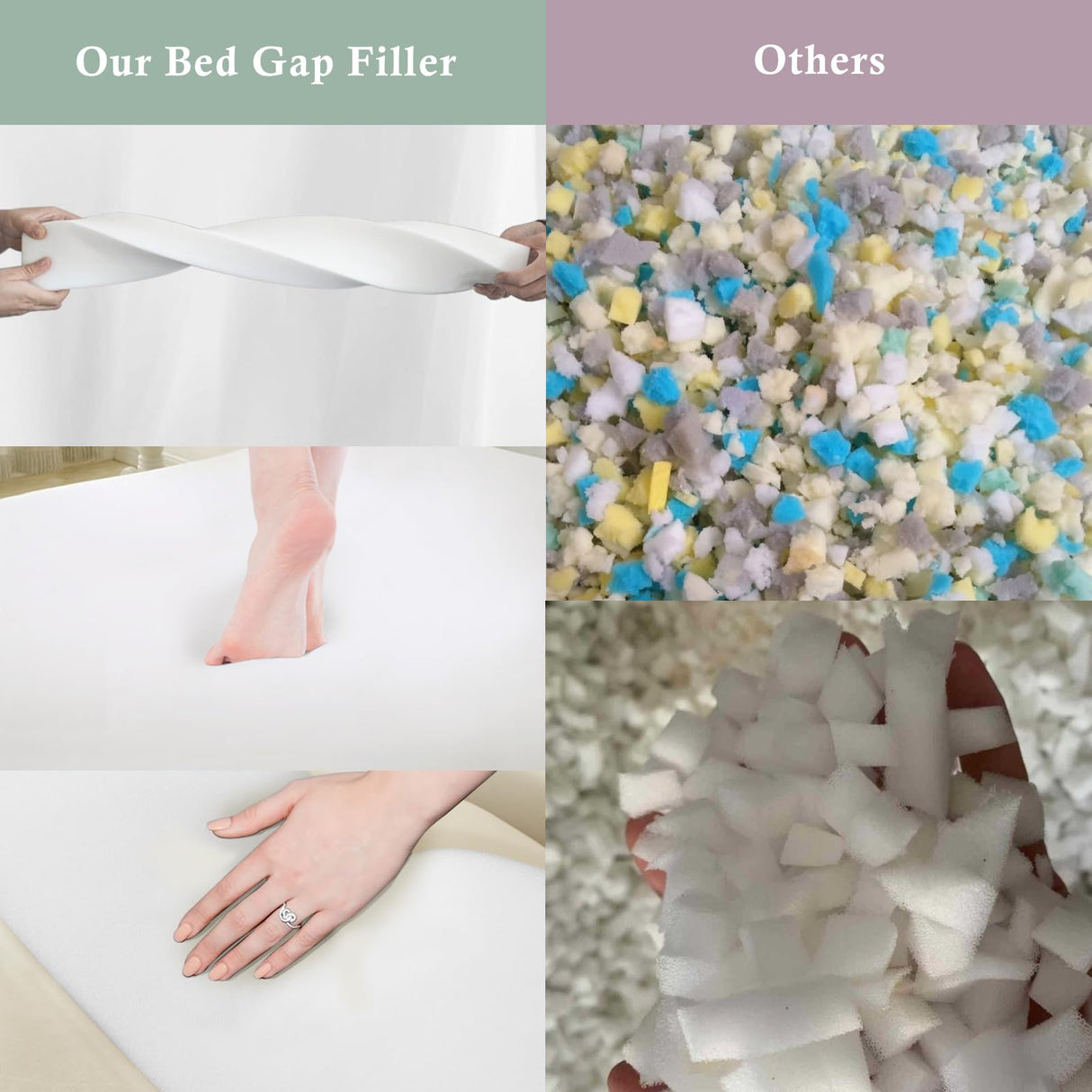 Voctriam Bed Wedge Gap Filler Queen (60"x 8"x 6") Wedge Pillow for Headboard Gap 0-8" Mattress Gap Filler Pillow Fill The Gap Between Mattress and Wall with 2 Side Large Pockets, Bed Pillow Stopper