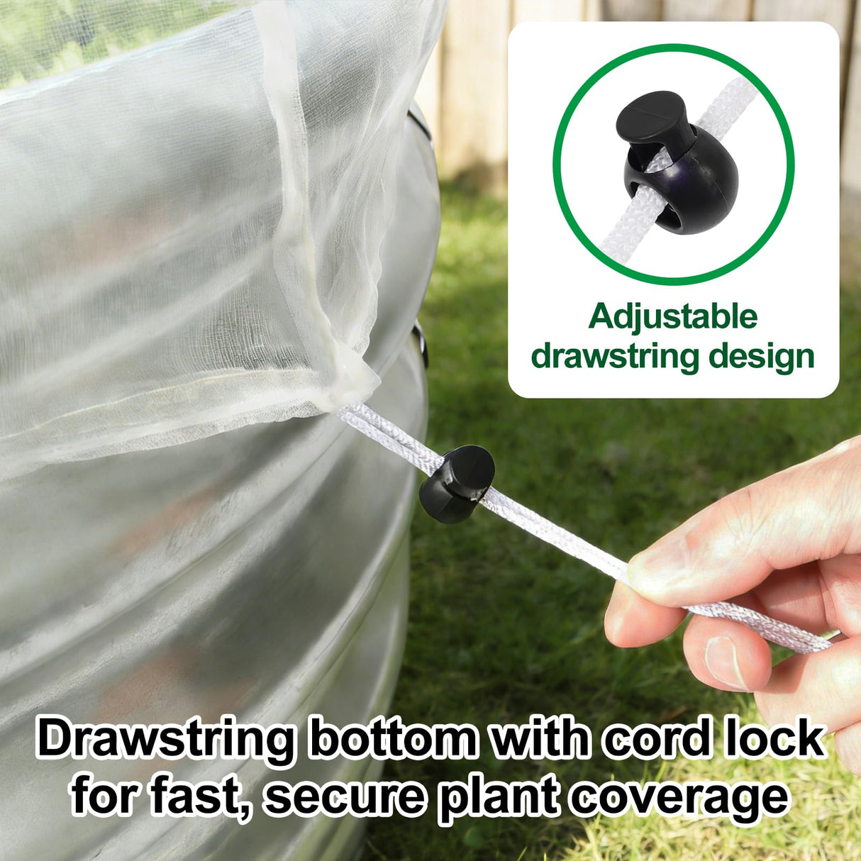 2 Pack Garden Netting for 8x4FT Raised Beds, Ultra-Fine Mesh Plant Covers with Drawstring, Bird, Pest & Small Animal Barrier for Vegetables, Fruits & Flowers