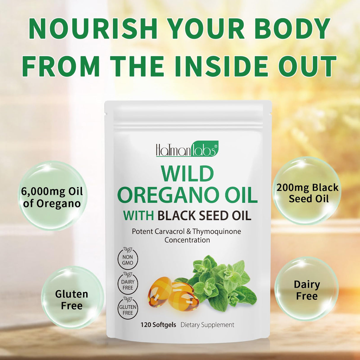 newseel Oil of Oregano with Black Seed Oil, Organic Oregano Oil Softgels,Oregano Oil Capsules Organic,Non-GMO, Gluten Free,120