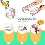 Qiullen 13 FT Extendable Fruit Picker Pole Tool Adjustable Long Handle Fruit Picker Metal Basket Fruit Grabber Tool with Protective Foam Pad Stainless Steel Garden Picker Tool for Apple Mango Lemon