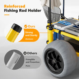 Bonnlo Beach Fishing Cart, Beach Wagon Trolley with 16" Big Balloon Wheels for Sand, Foldable Trailer with Large Cargo Deck, 400 lbs Load Capacity, 8 Fishing Rods Holders, Mesh Bag, Hand Pump