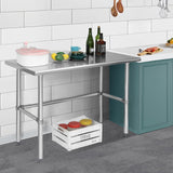 Hally Open Base Stainless Steel Table 30 x 48 Inches, NSF Commercial Heavy Duty Prep & Work Table with Galvanized Legs for Restaurant, Home and Hotel