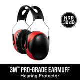 3M Pro-Grade Earmuff, Noise Reduction Rating (NRR) 30 dB, Lightweight & Adjustable Ear Muffs, Reduce Pressure Points For All-Day Comfort, Steel Wire Headband With Rubber Overmold Design (90565-4DC-PS)