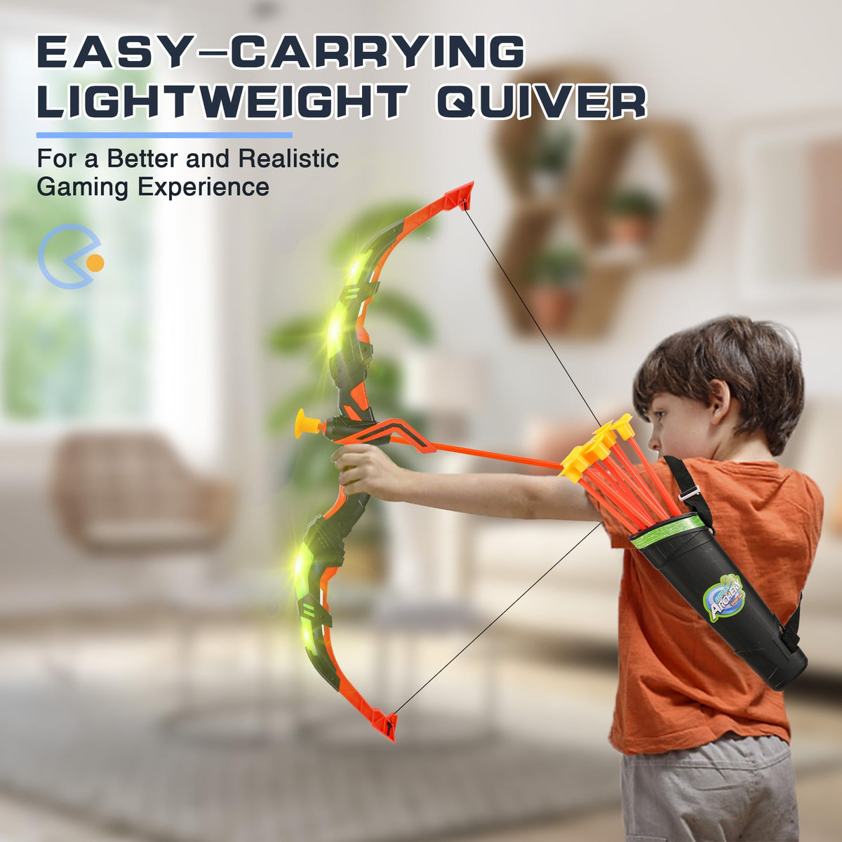 Bow and Arrow Set for Kids, 2-Pack LED Light Up Archery Set for Boys Girls