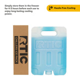 RTIC Refreezable Reusable Cooler Ice Packs Cold Ice Chest Pack Long-Lasting Break-Resistant for Food, Drink, Travel and Storage, 2 Pack, Medium