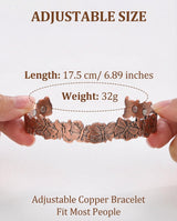 BioMag Magnetic Copper Bracelet for Women Men, 99.99% Pure Copper Cuff Bangle with 6 Pcs 3500 Gauss Magnets, Adjustable Jewerly Gift