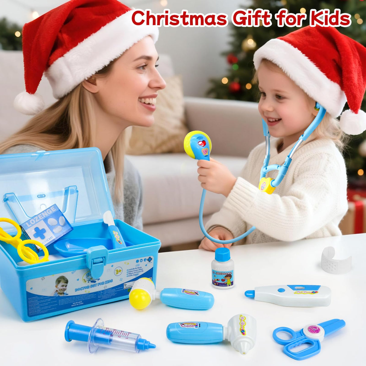 Doctor Kit for Toddlers 3-5 Dress Up Toys for 2 3 4 Year Old Girls Pretend Kids Doctor Play Set with Doctor Costume Toy Stethoscope for 2 3 4 5 6 Year Old Girls Boys Christmas Birthday Gifts