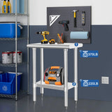 HARDURA Stainless Steel Work Table Commercial 18×30 Inches Kitchen Prep Table and Heavy Duty Commercial Workbench NSF 430 with Undershelf and Galvanized Legs