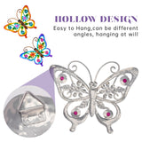 YIWEMON 2 Pack Metal/Glass Butterfly Wall Decor, 14.2" Outdoor Fence Wall Art Decor, Wall Sculpture Hanging Decoration Perfect for Garden Yard Living Room Bedroom Patio Balcony