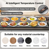 Extra Large Warming Mat for Food XXL:40”X15” Soft Electronic Food Warmers for Parties Buffet Silicone Food Warming Mat 6-Level Timer 9-Level Temp Control 18H Auto-Off 8S Fast Heating Grey