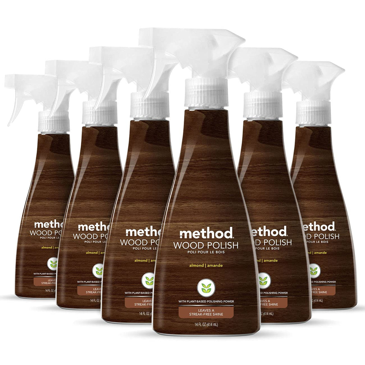 Method Wood Polish, Almond, For Wood Surfaces, Furniture and Cabinets, 14 Ounces (Pack of 6)