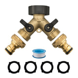 Vancoco Garden Hose Splitter - 2 Way Hose Splitte rwith On/Off Valves, 3/4 inch Garden Hose Connector and Y Splitter, Adapter for Garden Tap, Outdoor Outlet ＆ Spigot