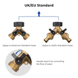 Vancoco Garden Hose Splitter - 2 Way Hose Splitte rwith On/Off Valves, 3/4 inch Garden Hose Connector and Y Splitter, Adapter for Garden Tap, Outdoor Outlet ＆ Spigot