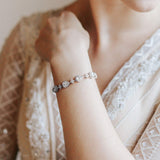 SWEETV Wedding Teardrop Bracelets for Brides Bridesmaids, Crystal Cubic Zirconia Bridal Bracelets for Women Prom, Silver