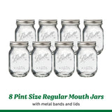 Ball Regular Mouth Pint Glass Mason Jars, 16oz, 8-Count