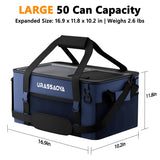 [2026 Updated] 50 Can Collapsible Soft Cooler Bag with Hard PP Lid, Leakproof Insulated Ice Chest with Quick-Access Top Hatch, Bottle Opener & Mini Table for Beach, Camping, Travel (Navy Blue)