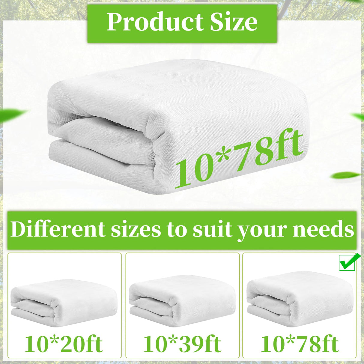 78 x 10 Ft Mosquito Netting for Garden Patio, White