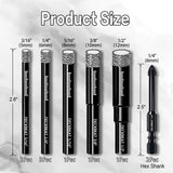 DECKRKAT 10-Piece Dry Diamond Drill Bits & TileDrill Bits - 3/16"(x2), 1/4"(x3), 5/16", 3/8", 1/2" + 1/4"(x2) Masonry Bit for Tile,Ceramic, Porcelain,Marble,Granite.