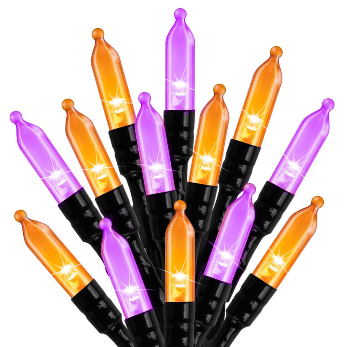 Christmas Lights Outdoor, 33FT 100 LED Mini Orange Purple Lights Plug in with 8 Modes for Outdoor Indoor Christmas Tree Lights Party Holiday Commercial Decorations, Waterproof & Connectable, 2 Pack