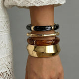 JATEBI 4 Pcs Chunky Acrylic Bangle Bracelets for Women (Black)