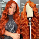 dorbess Ginger Orange 30 Inch Lace Front Wigs Human Hair Body Wave Wavy 13x6 HD Lace Front Glueless Ginger Wig Human Hair 180% Density Transparent HD Lace Frontal Wigs Pre Plucked Hairline