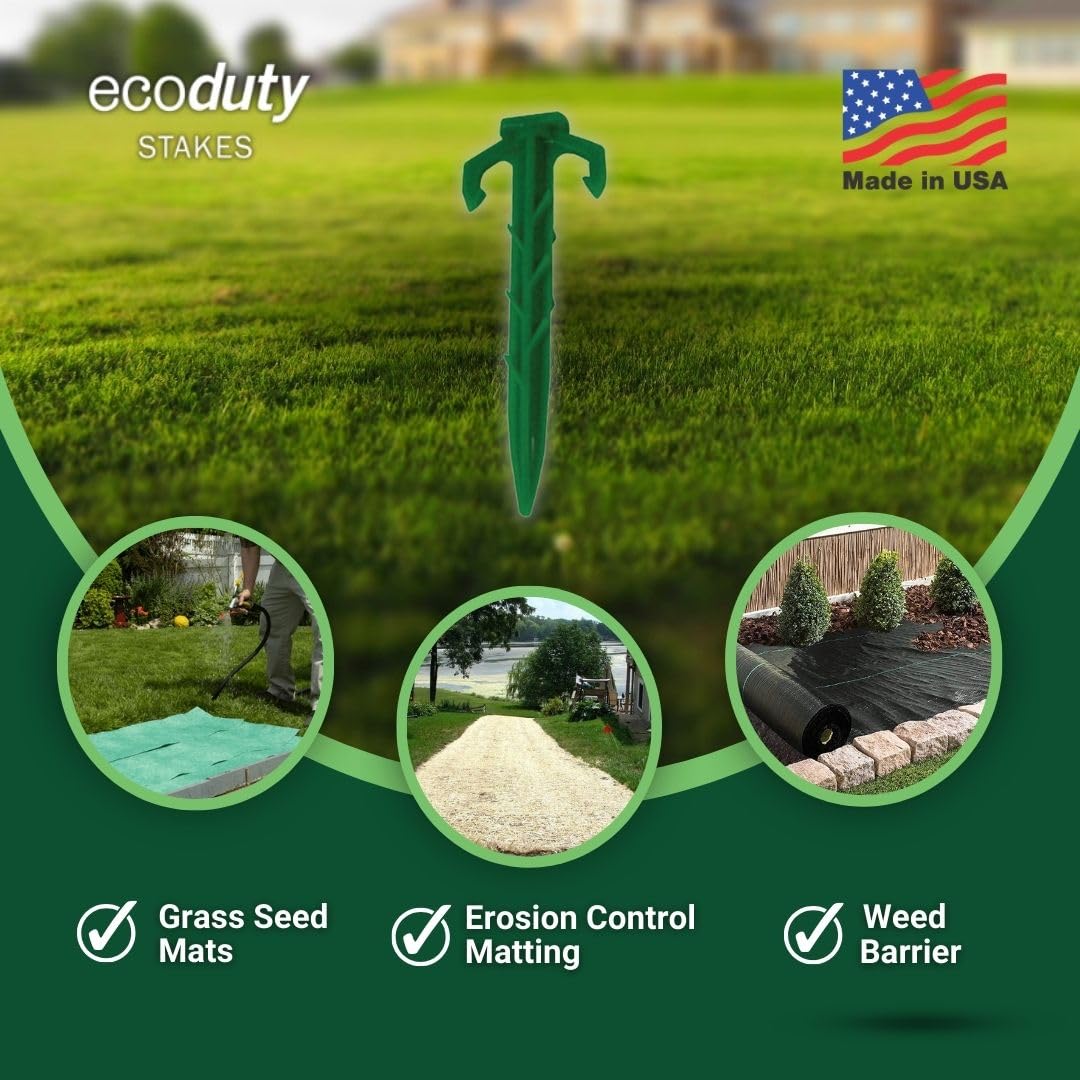 Ecoduty 100 ct. Contractor Grade 4 Inch Biodegradable Stakes, Sod staples For Securing Weed Fabric, Landscape Fabric, Netting, and Blanket