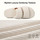 LongBay Slippers for Women Memory Foam Open Toe Slide Indoor House Shoes Slip On Bedroom Comfy Gift Beige, 7-8