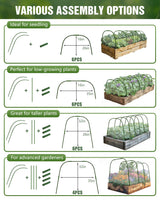 6 Sets Garden Hoops with 10x30 Ft Netting for Raised Beds, 18 Clips