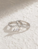 Mameloly 2ct Wedding Band for Women Princess Cut Bridal Ring Sets Cubic Zirconia Promise Engagement Rings Twisting Infinity Pave Set Size 7