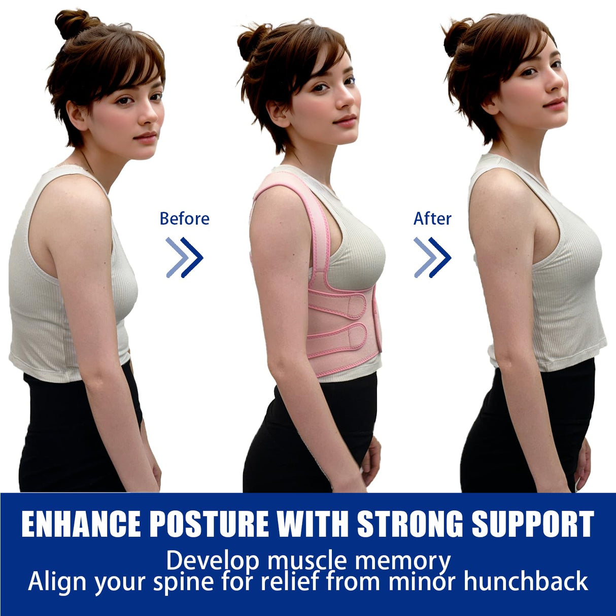 Posture Corrector for Women and Men - Adjustable Back Brace for Pain Relief - Enhances Posture and Provides Lumbar Support - Upper and Lower Back Straightener - Breathable Back Support (Pink, Medium)