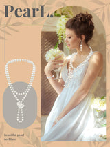 BBTO 8 Pcs Pearl Necklace Earring Set Women Wedding Jewelry,Vintage Style
