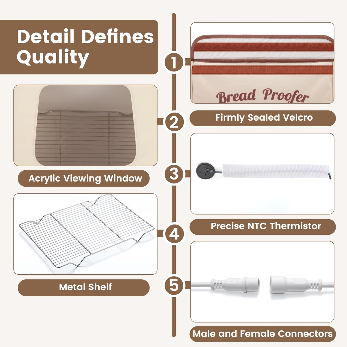 Folding Bread Proofing Box with 68-104℉ Temp Control & 48H Timer, Dough Proofer with Metal Rack, Proofing Box for Sourdough, Bread Baking, Pizza, Yogurt, Kombucha, Space-Saving & 5-Layer Fabric