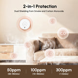 Smoke Detector Carbon Monoxide Detector Combo 10 Year Battery, KARUOTOP Smoke Alarm CO Detector with Large Test/Silence Button, Adhesive or Screw Installation