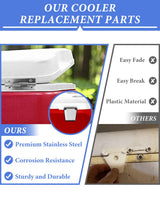 ATESMO Cooler Hinges & Latch Replacement for Igloo Cooler Replacement Parts Set, Stainless Steel Latch and Hinge Parts Kit with High-Strength Screws
