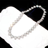 fasone Rhinestone Hearts Necklace, Iced Out Hearts Jewelry，Silver Tennis Necklace For Women，Tennis Necklaces For Women, Heart Tennis Necklace (White_17.7inch)