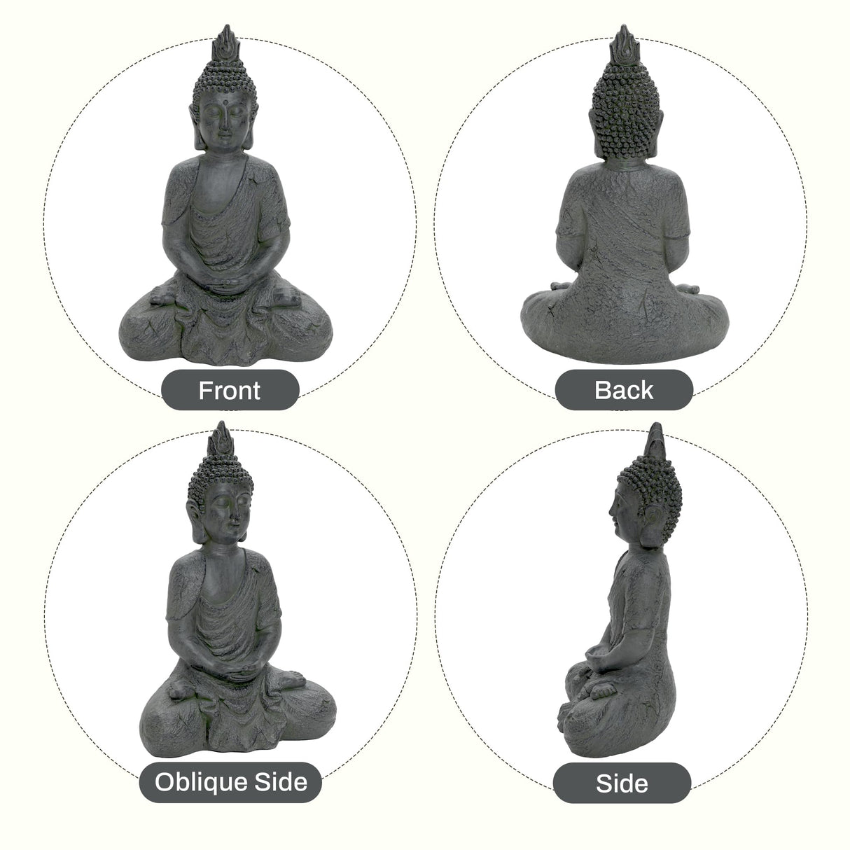 LuxenHome Large Buddha Statue, 22" Meditating Buddhas Garden Statue