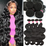 Human Hair Bundles 20 22 24 26 Inch 14A Body Wave Bundles Human Hair 100% Unprocessed Brazilian Virgin Hair 4 Bundles Human Hair Body Wave Human Hair Extensions Bundles Human Hair Natural Black