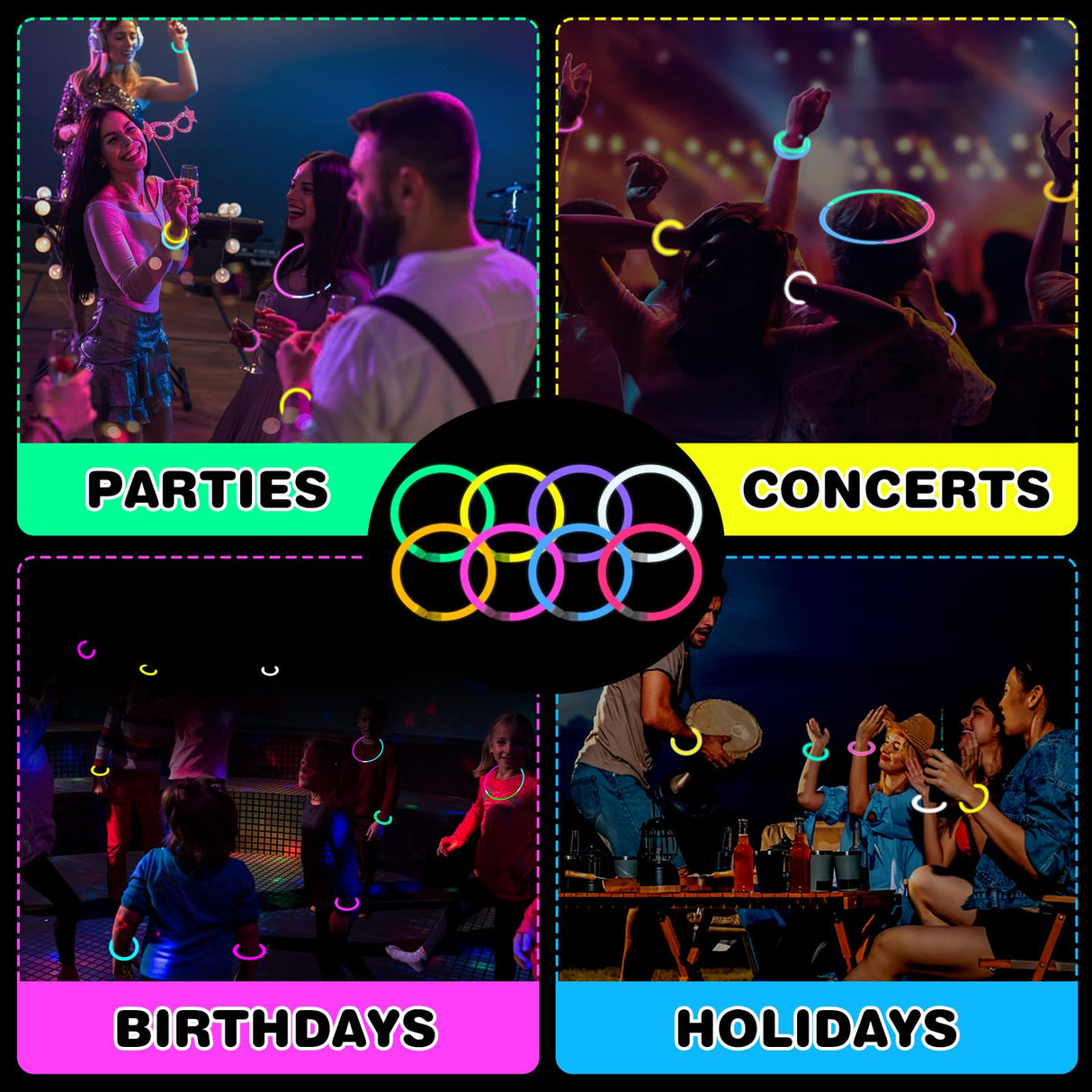 YixangDD 500 PCS Ultra Bright Glow Sticks, 8 Inch Glow Sticks Bulk Party Pack, Light Up Sticks for Glow Bracelets, Necklaces, Concerts, Christmas, Party Supplies with 500 Connectors