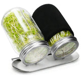 Palksky Sprouting Kit with Stainless Steel Screen Sprouting Lids & Glass Mason Jars & Light-Blocking Sleeves, 2Pack Premium Reusable Sprouts Growing Kit for Organic Broccoli Alfalfa Seeds Bean Sprouts