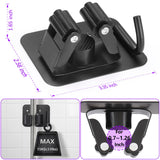 YUWANTING Stainless Steel Broom Holder, Heavy Duty, Rust Resistant, 4 Gripper Positions with 4 Hooks, Black