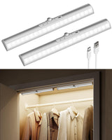 EZVALO 13-inch Motion Sensor Closet Lights, 2 Pack Rechargeable LED Lights with Rotatable Sensor, Glare-Free, 3 Color Temps & Dimmable, Magnetic Cabinet Lighting for Closet, Pantry, Stairs