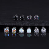 MILACOLATO 5 Pairs 925 Sterling Silver Stud Earrings for Women 6MM CZ