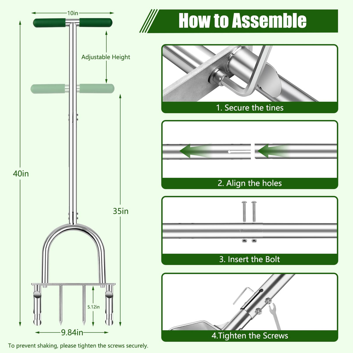 Bigwish Manual Lawn Core Aerator Tool, Stainless Steel Plug Aerator
