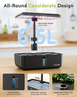 URUQ 12 Pods Hydroponic Growing System Grow Light Remote Control Charcoal