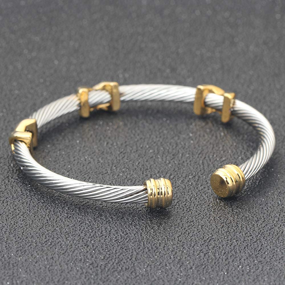 OSIRIDEH2 Cable Bracelets For Women, Multifunctional Twisted Bracelets for Women, Famous Twisted Cable Bracelets Bracelet Designs Women's Bracelets Fashion Jewelry Trendy Women' (Gold)