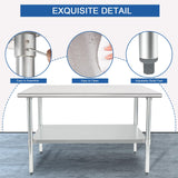 HARDURA Stainless Steel Table 30X48 Inches with Undershelf and Galvanized Legs NSF Heavy Duty Commercial Prep Work Table for Restaurant Kitchen Home and Hotel