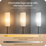 64.4” Slim Floor Lamp for Living Room with Magnetic Remote and Foot Switch, Dimmable Standing Tall Lamp Mood for Bedroom Nursery, 3 Color Temperatures, 1-Hour Timer,900LM Bulb Included,Beige E06LD05W1